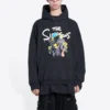 Balenciaga x THE SIMPSONS Φούτερ με κουκούλα από βαμβάκι, φαρδιά γραμμή “Black” 674986TLVG81000