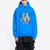 Balenciaga x THE SIMPSONS Φούτερ με κουκούλα από βαμβάκι, φαρδιά γραμμή “Blue” 674986TLVG84210