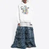 Balenciaga x THE SIMPSONS Φούτερ με κουκούλα από βαμβάκι, φαρδιά γραμμή “Λευκό” 675003TLVG89016