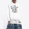 Balenciaga x THE SIMPSONS Φούτερ με κουκούλα από βαμβάκι, φαρδιά γραμμή “Λευκό” 675003TLVG89016
