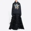 Balenciaga x THE SIMPSONS Φούτερ με κουκούλα από βαμβάκι, φαρδιά γραμμή “Μαύρο” 675003TLVG81000