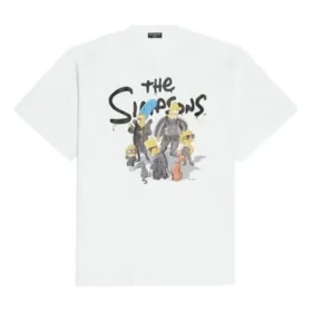 Balenciaga x THE SIMPSONS Υπερμεγέθη βαμβακερό T-shirt «Λευκό» 676589TLVG70901