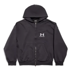 Balenciaga x Under Armour Φούτερ με κουκούλα και φερμουάρ “Black White” 803264TRVB89034