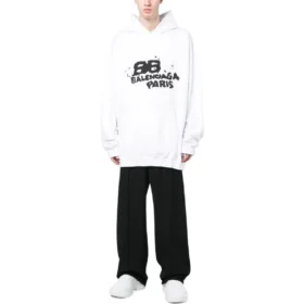 Φούτερ με χειροποίητο BB Icon, φαρδιά εφαρμογή «Λευκό» 620973TNVQ19040