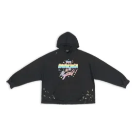 Φούτερ με κουκούλα 90/10, φαρδιά εφαρμογή «Washed Black» 674986TMVH41055