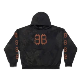 Φούτερ με κουκούλα Crypto, μεσαία εφαρμογή «Black Faded» 742603TOVN71055
