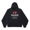 Φούτερ με κουκούλα I Love Paris Balenciaga, φαρδιά εφαρμογή “Black Faded” 803265TRVM61041
