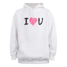 Φούτερ με κουκούλα «I Love U» «Λευκό» 570811TJVL69040