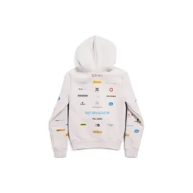 Φούτερ με κουκούλα και φερμουάρ Business English «Off White» 788243TQVH69016
