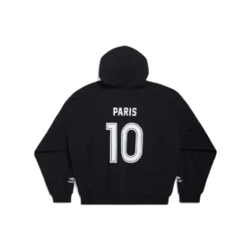 Φούτερ με κουκούλα και φερμουάρ Paris Soccer, μεσαία εφαρμογή «Μαύρο Λευκό» 744457TPVS61070