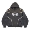 Φούτερ με κουκούλα και φερμουάρ Unity Sports Icon Biker Oversized «Μαύρο Λευκό» 790359TQVM21070