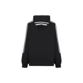 Φούτερ με κουκούλα και ριγέ μανίκια Sporty B, Oversized “Μαύρο Λευκό” 704023TMVG23869