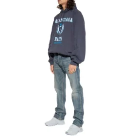 Φούτερ με κουκούλα και τυπωμένο λογότυπο κολεγίου «Navy» 697879TMV964140