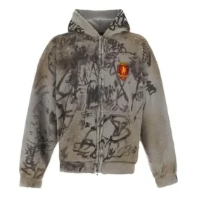 Φούτερ με κουκούλα Scribbled Medium Fit «Grey» 744457TOVA81300