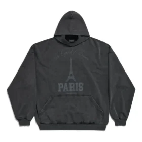 Φούτερ με κουκούλα «The Capital Of Fashion» Large Fit «Black Faded» 803265TRVN41048