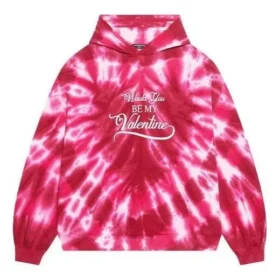 Φούτερ με κουκούλα Tie-Dye για την Ημέρα του Αγίου Βαλεντίνου, φαρδιά γραμμή “Red” 675003TLVI86802