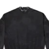 Φούτερ με τρύπες και στρογγυλό λαιμό, Oversized “Black Faded” 762718TPVD91055