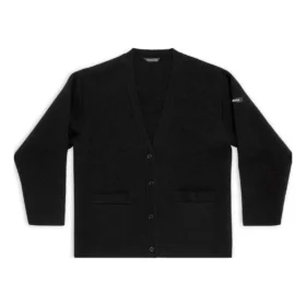 FW23 Ζακέτα «Μαύρο πλεκτό από μαλλί διπλής όψης» 771671T16751000