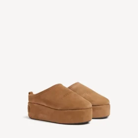 Γυναικεία Mules Alaska Soft με πλατφόρμα σε καφέ/λευκό