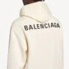 Γυναικείο φούτερ με κουκούλα Balenciaga Back Medium Fit σε κρεμ χρώμα