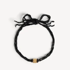 Γυναικείο κολιέ τύπου choker με νανοκορδέλα σε μαύρο/γυαλιστερό χρυσό
