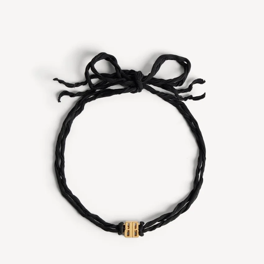 Γυναικείο κολιέ τύπου choker με νανοκορδέλα σε μαύρο/γυαλιστερό χρυσό