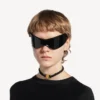 Γυναικείο κολιέ τύπου choker με νανοκορδέλα σε μαύρο/γυαλιστερό χρυσό
