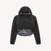 Γυναικείο κοντό μπουφάν techwear σε μαύρο χρώμα