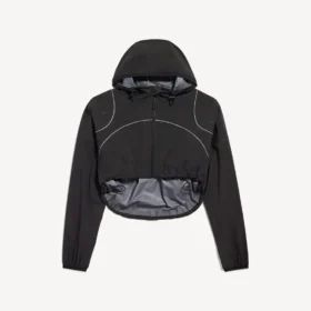 Γυναικείο κοντό μπουφάν techwear σε μαύρο χρώμα