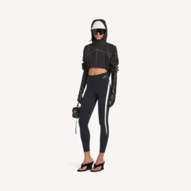 Γυναικείο κοντό μπουφάν techwear σε μαύρο χρώμα
