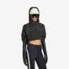 Γυναικείο κοντό μπουφάν techwear σε μαύρο χρώμα