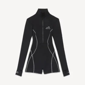 Γυναικείο κορμάκι techwear με μακριά μανίκια σε μαύρο χρώμα