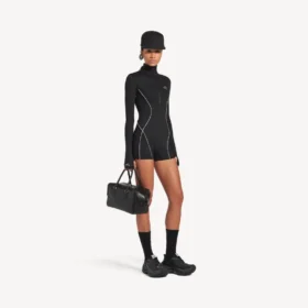 Γυναικείο κορμάκι techwear με μακριά μανίκια σε μαύρο χρώμα