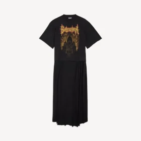 Γυναικείο μαύρο T-shirt Balenciaga Sacra Cœur με ουρά