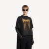 Γυναικείο μαύρο T-shirt Balenciaga Sacra Cœur με ουρά