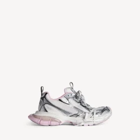 Γυναικείο Sneakers 3XL με διαφανή σόλα gel σε λευκό/ροζ/μαύρο