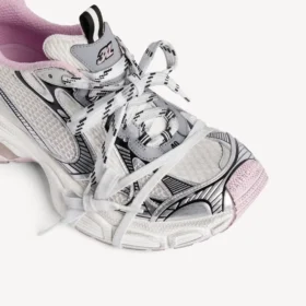 Γυναικείο Sneakers 3XL με διαφανή σόλα gel σε λευκό/ροζ/μαύρο