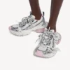 Γυναικείο Sneakers 3XL με διαφανή σόλα gel σε λευκό/ροζ/μαύρο