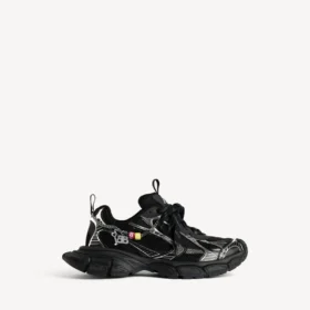 Γυναικείο Sneakers 3XL με διακοσμητικά στοιχεία σε μαύρο/ασημί