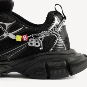 Γυναικείο Sneakers 3XL με διακοσμητικά στοιχεία σε μαύρο/ασημί