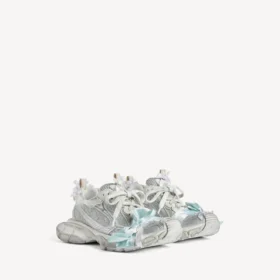 Γυναικείο Sneakers με κορδόνια 3XL σε χρώματα ταούπε/λευκό/ανοιχτό μπλε