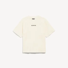 Γυναικείο T-shirt Balenciaga με σχέδιο στην πλάτη και μεσαία εφαρμογή σε κρεμ χρώμα
