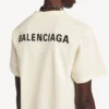 Γυναικείο T-shirt Balenciaga με σχέδιο στην πλάτη και μεσαία εφαρμογή σε κρεμ χρώμα
