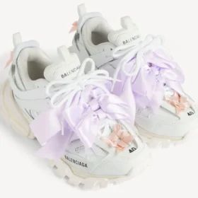 Γυναικείο Track Sneakers με φιόγκους σε λευκό/ροζ