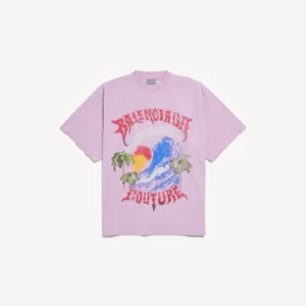 Γυναικείο vintage oversized T-shirt σε στυλ σέρφερ σε παλαιό ροζ χρώμα