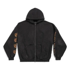 Heavy Metal Φούτερ με κουκούλα και φερμουάρ, Oversized “Black Faded” 744444TOVD91055
