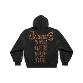 Heavy Metal Φούτερ με κουκούλα και φερμουάρ, Oversized “Black Faded” 744444TOVD91055