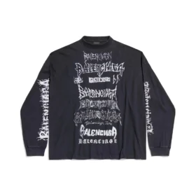 Μακρυμάνικο T-shirt «Black White» με μεταλλικά στοιχεία και μέτρια εφαρμογή 699191TPVO31569