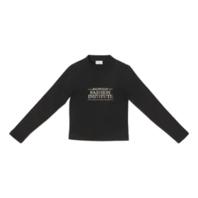 Μακρυμάνικο T-shirt Fashion Institute, μέτρια εφαρμογή «Μαύρο» 698124TMVH51073