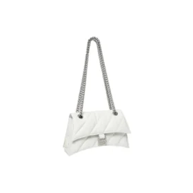 Μικρή τσάντα Crush με αλυσίδα και καπιτονέ «Optic White» 716351210J09001